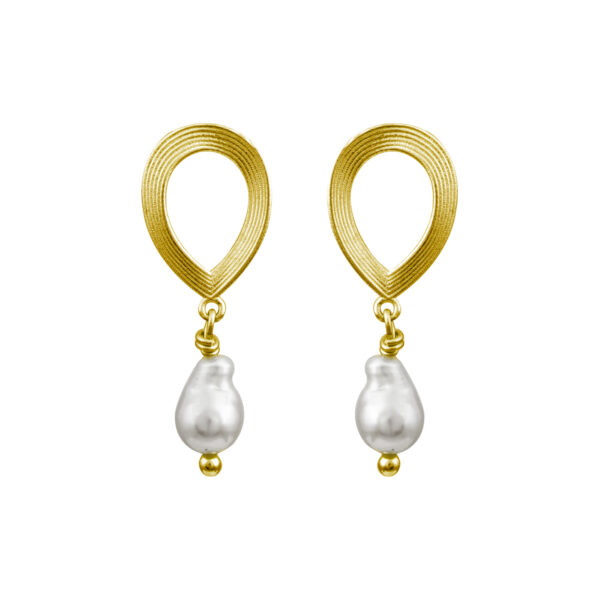 Dangle Oval Pearl Earrings